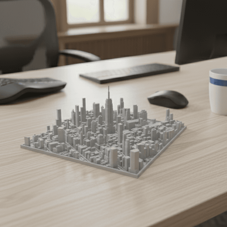 3D printed city model displayed in varous locations 1
