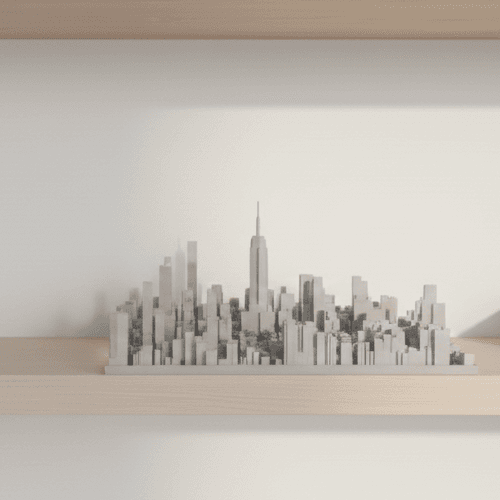 3D printed city model displayed in varous locations 3